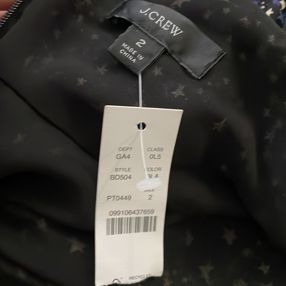 NWT Ruffle-back silk dress in starry sky print JCREW SIZE 2 - Picture 5 of 6
